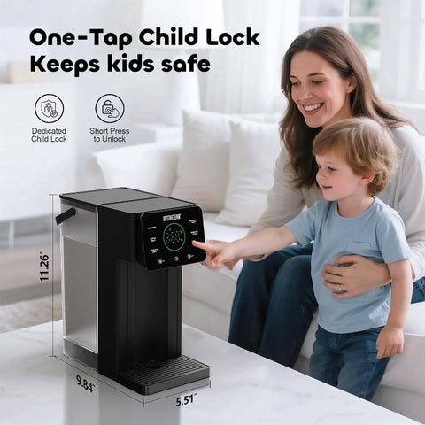 Instant Hot Water Dispenser Countertop Kettle with 6 Temperature Settings & 4 Volume Options, 101.44oz Removable BPA-Free Tank, Rapid Heating, Battery-Powered (AA) with Auto Shut-Off, Digital Display & Spill-Resistant Lid for Home, Office, Kitchen