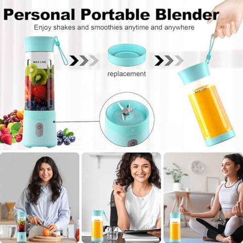 18oz Portable USB Rechargeable Blender with 6-Blade ic Induction Technology, 22000 RPM High-Speed Mini Juicer & Smoothie Maker, One-Touch Operation & Auto-Clean, Turquoise Travel Blender for Protein Shakes, On-the-Go, Camping