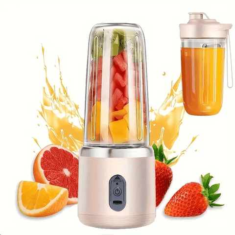 2 Sets (2 Cups + Host) Portable Double-Cup Multi-Functional Juicer, Suitable for Fruit And Vegetable Juicing, No Burden Pressing, One-Click Turn On The Ultra-Mini Juicer, a Must for Dormitory\u002F Travel
