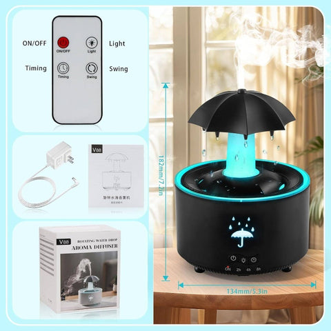 10.14oz Cool Mist Humidifier & Aroma Diffuser with 7-Color Rotating Rainbow Night, Raindrop Sound & Remote Control - Quiet Soundwave technology Operation, - (Adapter Not Included) for Bedroom,, \u002Fs, Portable Mini