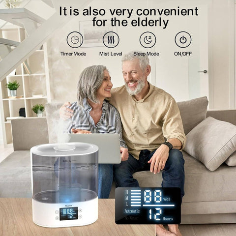 1.06gal Cool Mist Air Humidifier with Top-Fill Design, 26dB Quiet Operation, 40-Hour Runtime, Auto Shut-Off, Digital Display & Easy-Fill Tank - Ideal for Bedroom, Home, Office, Plants - Battery-Powered (Battery Not Included) - Compact & Portable