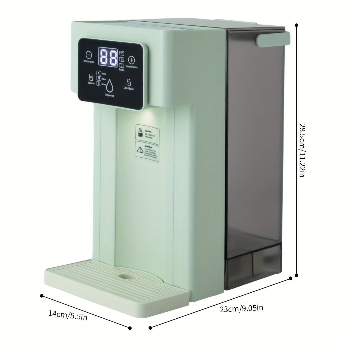 Instant Hot Water Dispenser, Countertop Water Dispenser, Temperatures And Volume Adjustable, 3L\u002F0.79gal Large Water Tank, Compact And Portable Design, Safety Lock With (Green Color), 110V, US Standard