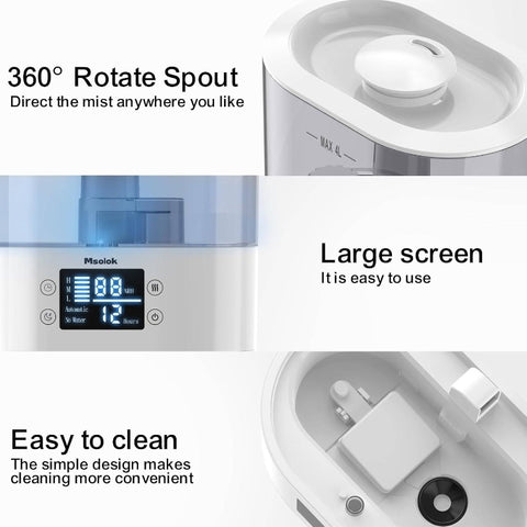 1.06gal Cool Mist Air Humidifier with Top-Fill Design, 26dB Quiet Operation, 40-Hour Runtime, Auto Shut-Off, Digital Display & Easy-Fill Tank - Ideal for Bedroom, Home, Office, Plants - Battery-Powered (Battery Not Included) - Compact & Portable