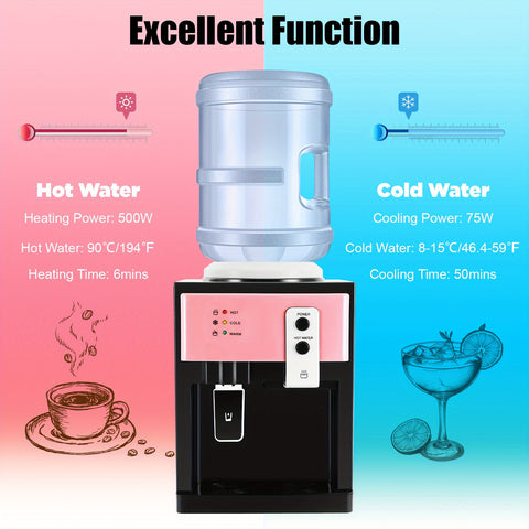 Pink Desktop Water Dispenser HS-09 Pink Desktop Water Dispenser | Ice Hot Edition for Home Kitchen & Office Use - 110V Plug-in