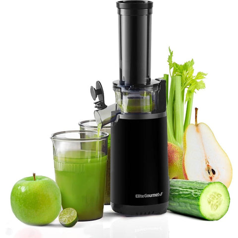 EJX600 Compact Small Space - Saving Masticating Slow Juicer Cold Press Extractor, Nutrient and Vitamin Dense, BPA - Tritan, Easy to Clean, 16oz Cup, Charcoal, Healthy Juicing, Spacesaving Design, Highquality Material, Busy Professionals