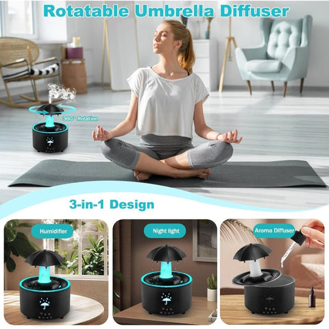10.14oz Cool Mist Humidifier & Aroma Diffuser with 7-Color Rotating Rainbow Night, Raindrop Sound & Remote Control - Quiet Soundwave technology Operation, - (Adapter Not Included) for Bedroom,, \u002Fs, Portable Mini