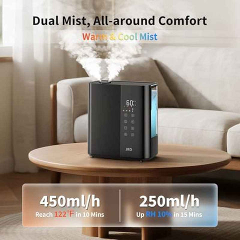 Smart Soundwave technology Humidifier for Large Rooms, 1.32gal Capacity with Remote Control, Auto Mode & 12H Timer, 50H Runtime, Quiet Operation, Digital Display, Ideal for Bedroom, Baby, Plants, Home & Office - Ideal for Large Spaces, Easy-Fill Water Ta