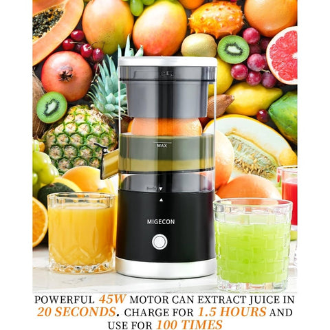 Citrus Juicer Machines, Citrus Juicer Machines with USB and Cleaning Brush, portable juicer making orange, squeezing oranges, lemons, fruit, and grapefruitBlack, Portable Citrus Juicer, Juicer Bottle, Manual Juicer, Handheld Citrus Juicer