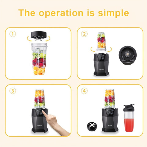 Desktop Machine, Personal Blender, Fruit Juicer, Blender, 1200w, Smoothie Blender, Button-type Smoothie Blender, Suitable for Frozen Beverages, Milkshakes, Smoothies And Sauces