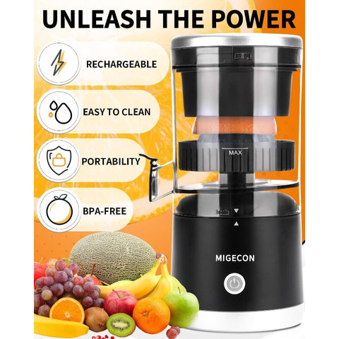 Citrus Juicer Machines, Citrus Juicer Machines with USB and Cleaning Brush, portable juicer making orange, squeezing oranges, lemons, fruit, and grapefruitBlack, Portable Citrus Juicer, Juicer Bottle, Manual Juicer, Handheld Citrus Juicer