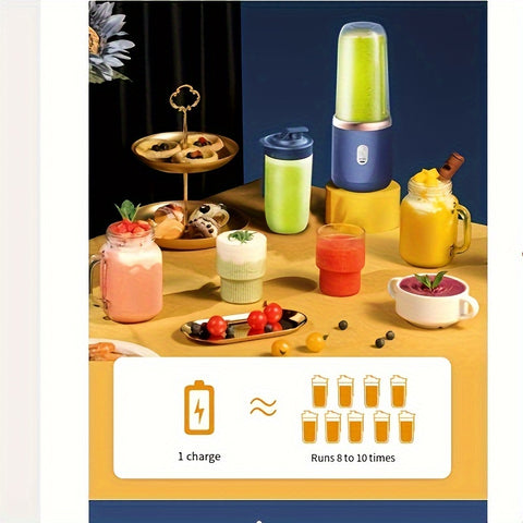 2 Cups of Electric Juicer, Blender, Mini Wireless Portable Home USB Charging, 6-Plade Gift Juicer, Multifunctional Juicer, Kitchen Accessories
