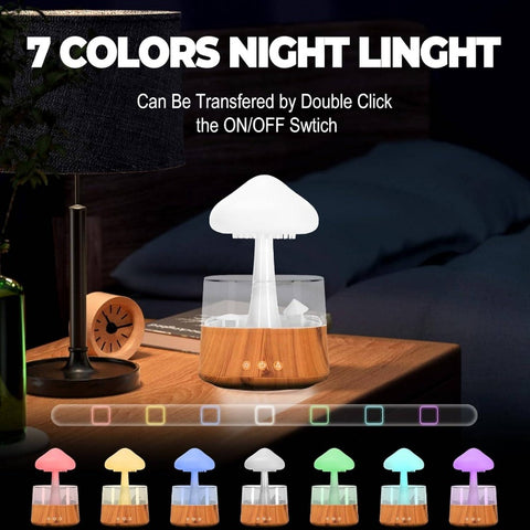 Rain Cloud Humidifier & Aroma Diffuser-like (No Aroma) - Adjustable LED Night, White Noise Machine, 7-Color-Free Mist Maker for Bedside,, Office - PS Material Compact Cool Operation Fan-Like Cooling Effect Humidifier