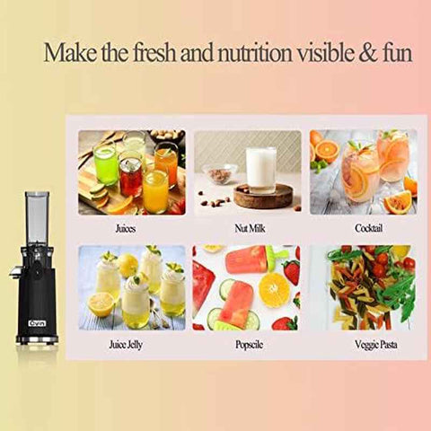 Cold Press Juicer Machine for Vegetable Fruit, Easy to Clean, Compact Mini( 14oz Juice Cup Pulp Cup) Black with Stainless Steel, Cold Pressed Juicer, Healthy Juicing, Vegetable Juicer, Sleek Juicer, Portable Juicer, Durable Construction