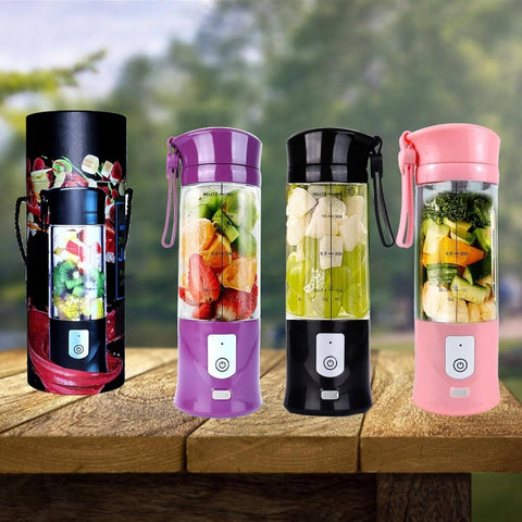 Portable Cordless Personal Blender & Juicer Cup - 13oz USB Rechargeable, Self-Cleaning 6-Blade \u002FTritan with One-Touch Operation, Serrated Blades for Smoothies, On-the-Go Blending, Juicing, Travel, Gym, Office (No Power Cord Needed)