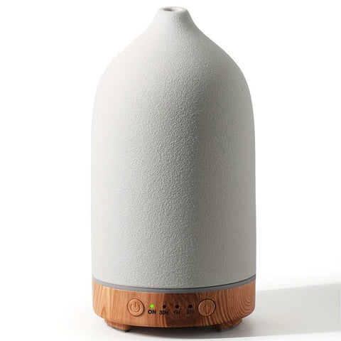 200ml Ceramic Humidifier, Essential Oil Diffuser For Home Bedroom, 4 Colours (Pure Black, Pure White, Light Wood Grain Base, Dark Wood Grain Base)