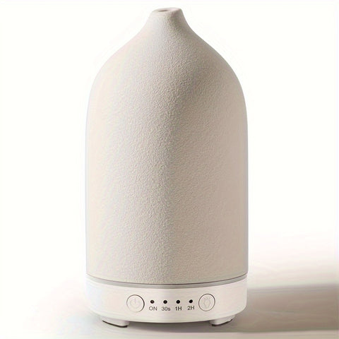 200ml Ceramic Humidifier, Essential Oil Diffuser For Home Bedroom, 4 Colours (Pure Black, Pure White, Light Wood Grain Base, Dark Wood Grain Base)