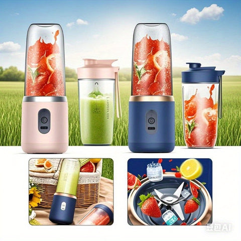 2 Sets (2 Cups + Host) Portable Double-Cup Multi-Functional Juicer, Suitable for Fruit And Vegetable Juicing, No Burden Pressing, One-Click Turn On The Ultra-Mini Juicer, a Must for Dormitory\u002F Travel