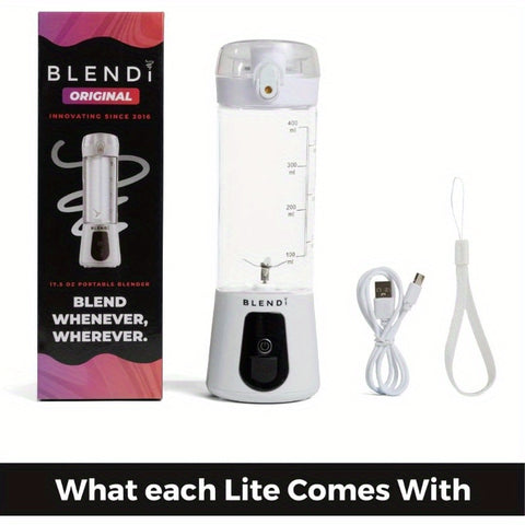 Lite Portable Blender with 70W Motor & USB-Powered Operation - Cordless Operation, BPA-Free, 17oz Cup, Powerful Motor for Smoothies, Protein Shakes, On-the-Go Blending - Compact & Lightweight Design with Ergonomic Handle, Ideal for Travel, Gym, Home, Offi