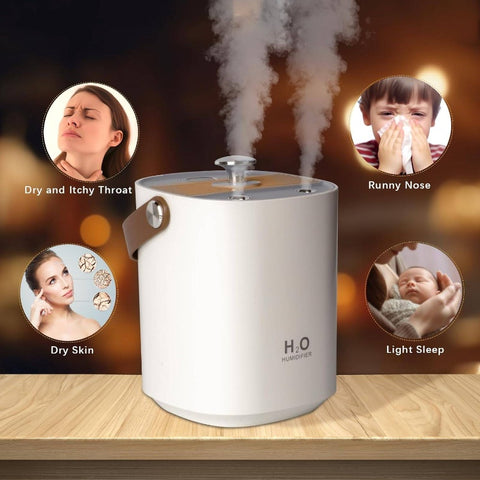40.58oz Cool Mist Humidifier with Auto Shut-Off & Warm Night Light, Dual Nozzle Portable USB- (USB\u002F) Soundwave technology\u002Fevaporative Desk Humidifier for Bedroom, Office, Travel - Quiet Operation, White, Ideal for & s