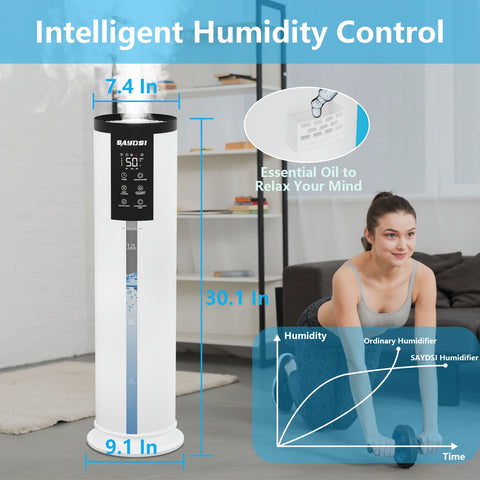 SAYDSI 2000 Sq.ft Humidifiers For Home Bedroom Basement Office Whole House Large Room With Remote Timer And 3.4Gal\u002F13L Water Tank Capacity