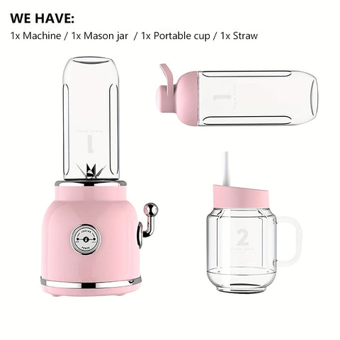 Smoothie Blender Pink - 3-in-1 Smoothie Maker with 6 Blades, 30s Quick Juice & Shakes, Personal Mini Blender for Smoothies & Shakes, Blender Juicer, Juicer Blender, Blenders for Kitchen, Healthy Shakes, Compact Design, Efficient Blending, Durable Blades,