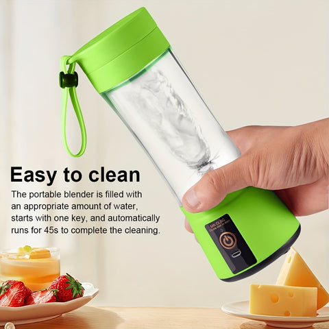 12.85 Oz Rechargeable Portable Blender Cup, Electric USB Juicer Blender, Mini Blender Portable Blender For Shakes And Smoothies, Juice, 380ml, Six Blades Great For Mixing, Easy Clean, Ideal For Travel, Office, Picnic- Fresh Juices Anywhere