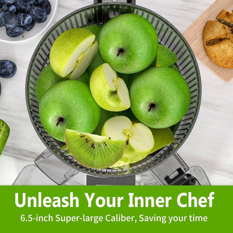 350W Slow Masticating Cold Press Juicer Machine with 6.5 Large Feed Chute & Hands-Free Operation - Heavy-Duty Whole Fruit & Vegetable Juicer, Easy Assembly, Low-Speed Mastication for Green Juice (Avocado, Wheatgrass, Leafy Greens)