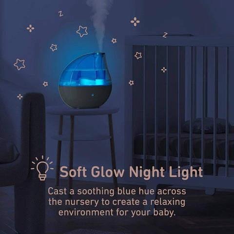 PureBaby Soundwave technology Cool Mist Humidifier & Night Light - Quiet - Operation, Mint Green Humidor for ' Rooms, Cough, Congestion, Cold Symptoms, PS Material, Compact -like Device for Bedrooms
