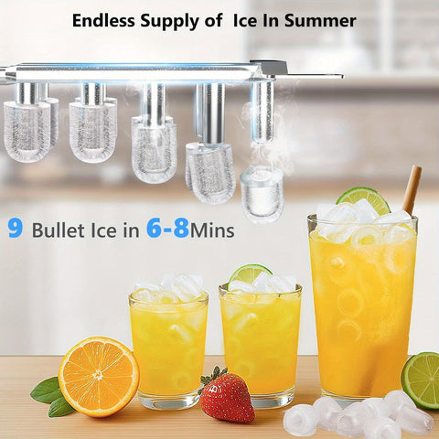 Hot And Cold Water Cooler with an Ice Maker Feature, Designed for 5-Gallon Bottles. It Has a Top-Loading Design And Includes a Child Safety Lock, Making It Suitable for Home, Office, Or Garage Use.