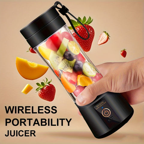 12.85 Oz Rechargeable Portable Blender Cup, Electric USB Juicer Blender, Mini Blender Portable Blender For Shakes And Smoothies, Juice, 380ml, Six Blades Great For Mixing, Easy Clean, Ideal For Travel, Office, Picnic- Fresh Juices Anywhere