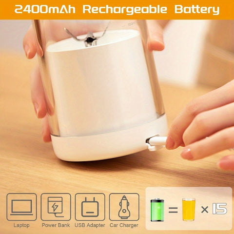 16.9oz Cordless Electric Blender with 6-Blade System & - Motor - Rechargeable Portable Fruit Mixer with Handle,, -C, and Detachable Lid for Smoothies, Shakes, Juice - Ideal for Travel, Gym, Office, Home Use - Compact & Lightweight Design, Durable & Easy t