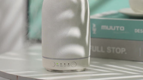 200ml Ceramic Humidifier, Essential Oil Diffuser For Home Bedroom, 4 Colours (Pure Black, Pure White, Light Wood Grain Base, Dark Wood Grain Base)