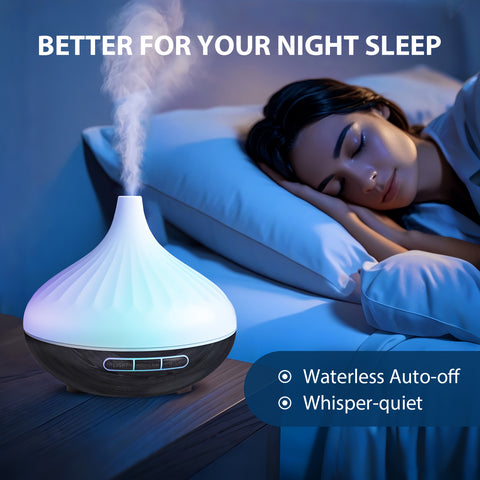 18.6oz Essential Oil Diffuser Wood Grain Ultrasonic Air Humidifier Cool 7 Color LED Light With 12 Oils