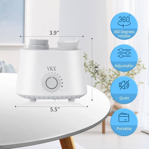 Portable -Free White Humidifier - Soundwave technology Cool Mist & Warm Air-like Humidifier for Travel, Bedroom, Office, - Leak-Proof, Auto Shut-Off, Plug-Free Operation, Compact Bottle\u002FShower Compatible Design