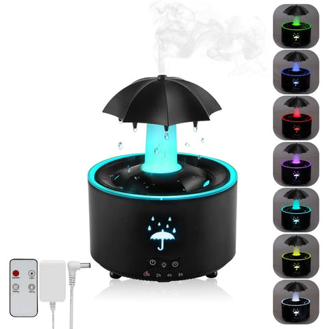 10.14oz Cool Mist Humidifier & Aroma Diffuser with 7-Color Rotating Rainbow Night, Raindrop Sound & Remote Control - Quiet Soundwave technology Operation, - (Adapter Not Included) for Bedroom,, \u002Fs, Portable Mini
