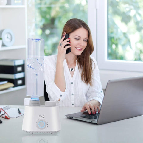 Portable -Free White Humidifier - Soundwave technology Cool Mist & Warm Air-like Humidifier for Travel, Bedroom, Office, - Leak-Proof, Auto Shut-Off, Plug-Free Operation, Compact Bottle\u002FShower Compatible Design