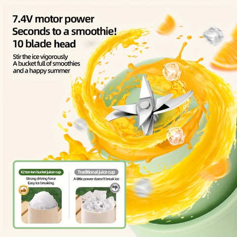 1pc, USB Electric Juicer Cup, 27.05OZ Large Capacity, Juicers For Vegetables And Fruits, Mini Portable Blender, Making Milk Shakes, Smoothies, Juices, Kitchen Appliances