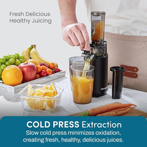 EJX600 Compact Small Space - Saving Masticating Slow Juicer Cold Press Extractor, Nutrient and Vitamin Dense, BPA - Tritan, Easy to Clean, 16oz Cup, Charcoal, Healthy Juicing, Spacesaving Design, Highquality Material, Busy Professionals