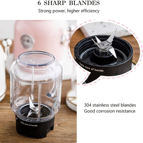 Smoothie Blender Pink - 3-in-1 Smoothie Maker with 6 Blades, 30s Quick Juice & Shakes, Personal Mini Blender for Smoothies & Shakes, Blender Juicer, Juicer Blender, Blenders for Kitchen, Healthy Shakes, Compact Design, Efficient Blending, Durable Blades,