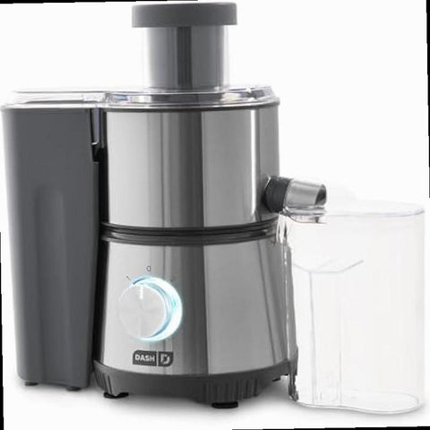 Dash Compact Centrifugal Juicer Press Juicing Machine 2 Speed 2 Wide Feed Chute for Whole Fruit Vegetable Anti drip Stainless Steel Sieve Cool Grey