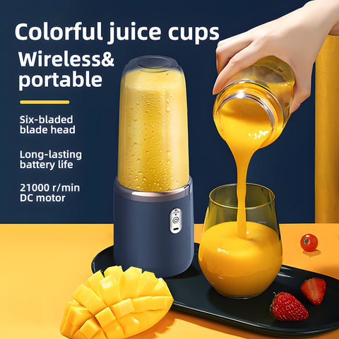 1pc 2-in-1 Portable Blender & Juicer with USB Charging, 1500mAh Battery, Digital Display & 6-Bladed Head - Includes Water Bottle for Smoothies & Fresh Juice On-the-Go (Pink\u002FBlue), Onthego Nutrition | Sixbladed Juicer | Stainless Steel Blender, Blende